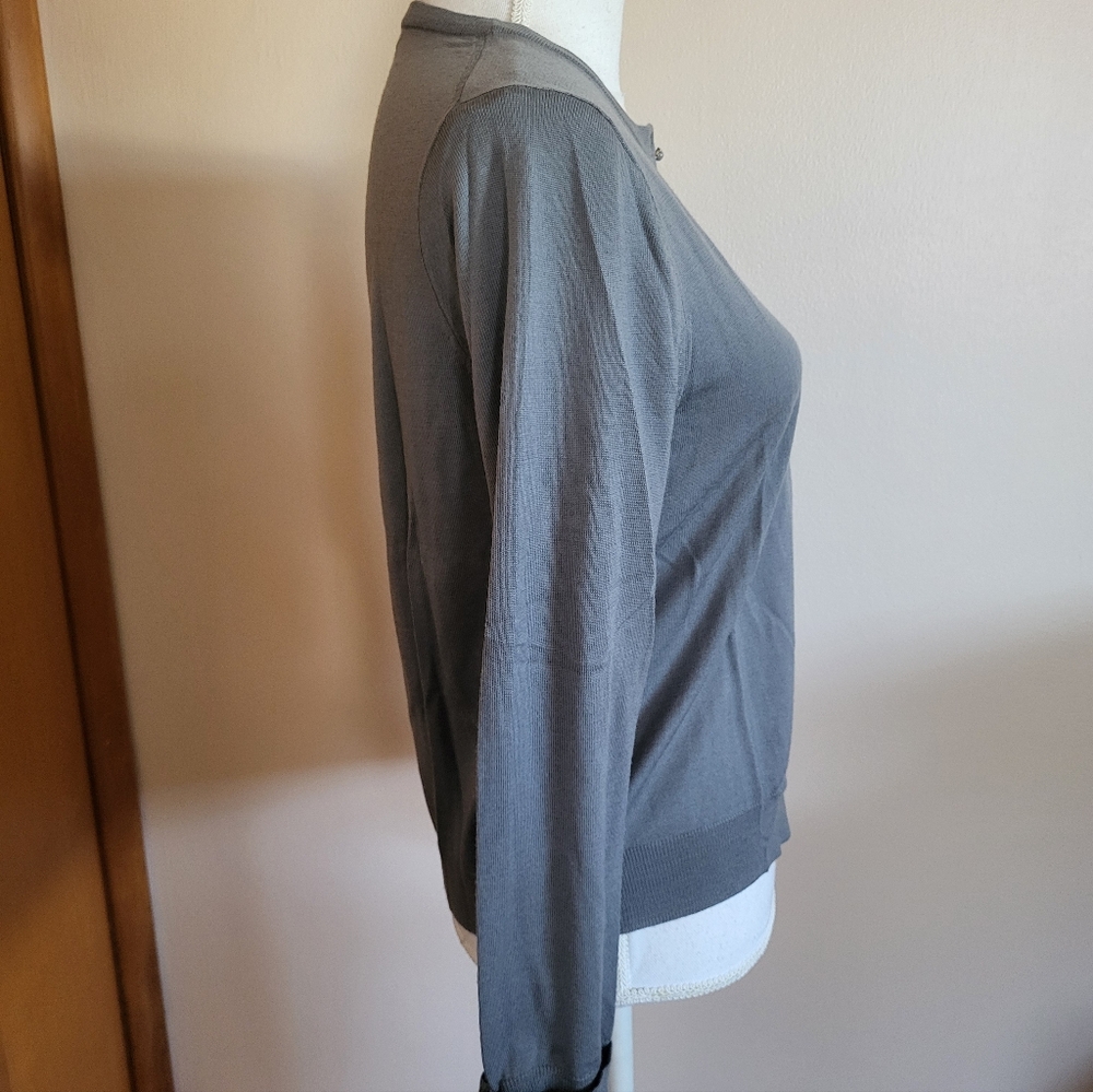 J. Crew Melanie Merino Wool Button Cuff Cardigan Gray Size Large - Picture 3 of 8